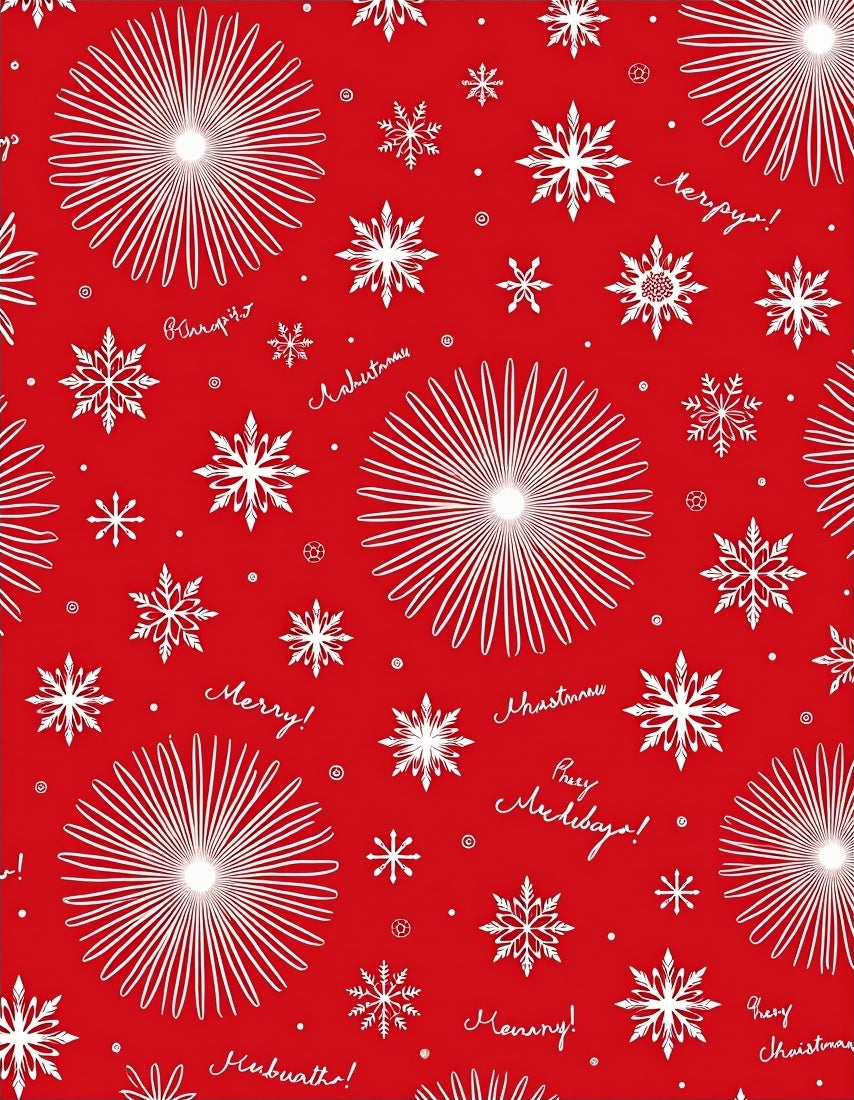 Red White Snowflake Winter Holiday Medley Rug
