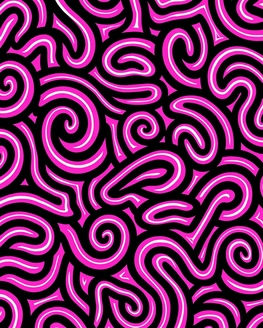 Vibrant Pink Swirl Graffiti Rug