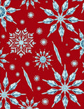 Crimson Red Snowflake Winter Icicle Rug