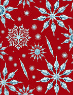 Crimson Red Snowflake Winter Icicle Rug