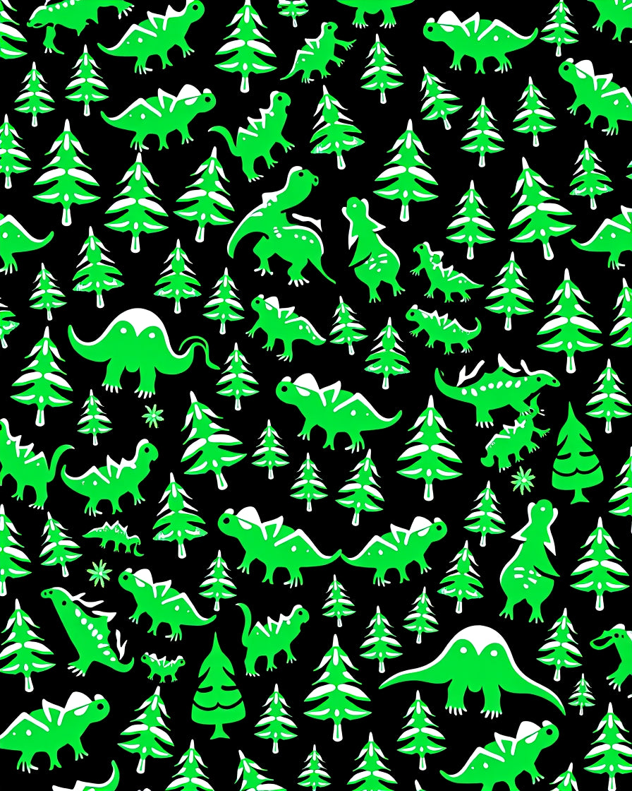 Green Dinosaur Tree Forest Rug