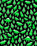 Green Dinosaur Tree Forest Rug