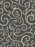 Dark Gray Cream Swirl Scroll Rug