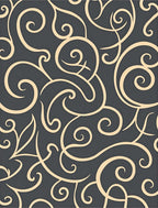 Dark Gray Cream Swirl Scroll Rug