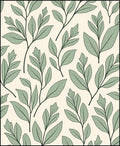 Pale Green Leaf Branch Arrangement Rug