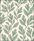 Pale Green Leaf Branch Arrangement Rug