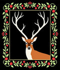 Elegant Deer And Floral Border Rug