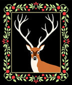 Elegant Deer And Floral Border Rug