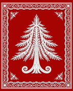 Crimson White Pine Tree Bordered Rug