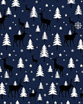 Dark Blue Reindeer Christmas Trees Rug