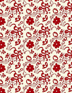 Crimson Floral Vine Symmetry Rug