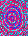 Vibrant Pink Blue Medallion Circular Art Rug
