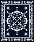 Navy White Snowflake Medallion Rug