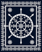 Navy White Snowflake Medallion Rug