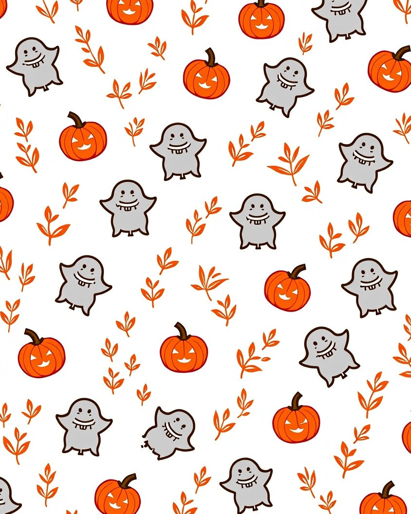 Cute Halloween Ghost Pumpkin Fall Leaves Rug