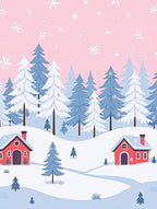 Winter Snowscape Houses And Trees Rug