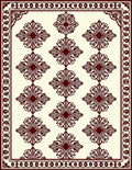 Deep Crimson Floral Lattice Medallion Rug