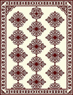 Deep Crimson Floral Lattice Medallion Rug