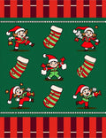 Christmas Elves Striped Stockings Medley Rug
