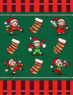 Christmas Elves Striped Stockings Medley Rug
