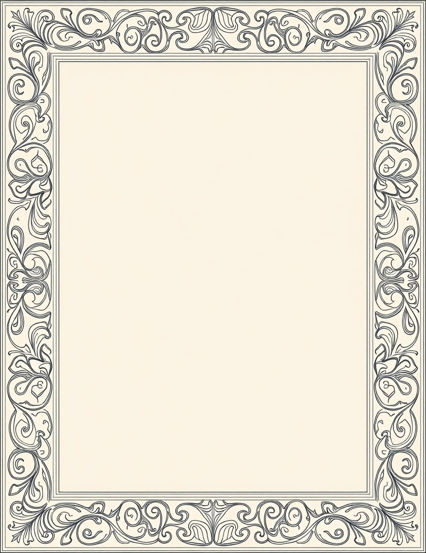 Art Nouveau Ivory Floral Border Rug