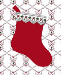 Crimson Festive Holiday Stocking Lace Rug
