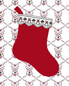 Crimson Festive Holiday Stocking Lace Rug