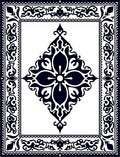 Ornate Black White Diamond Bloom Rug