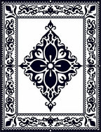 Ornate Black White Diamond Bloom Rug
