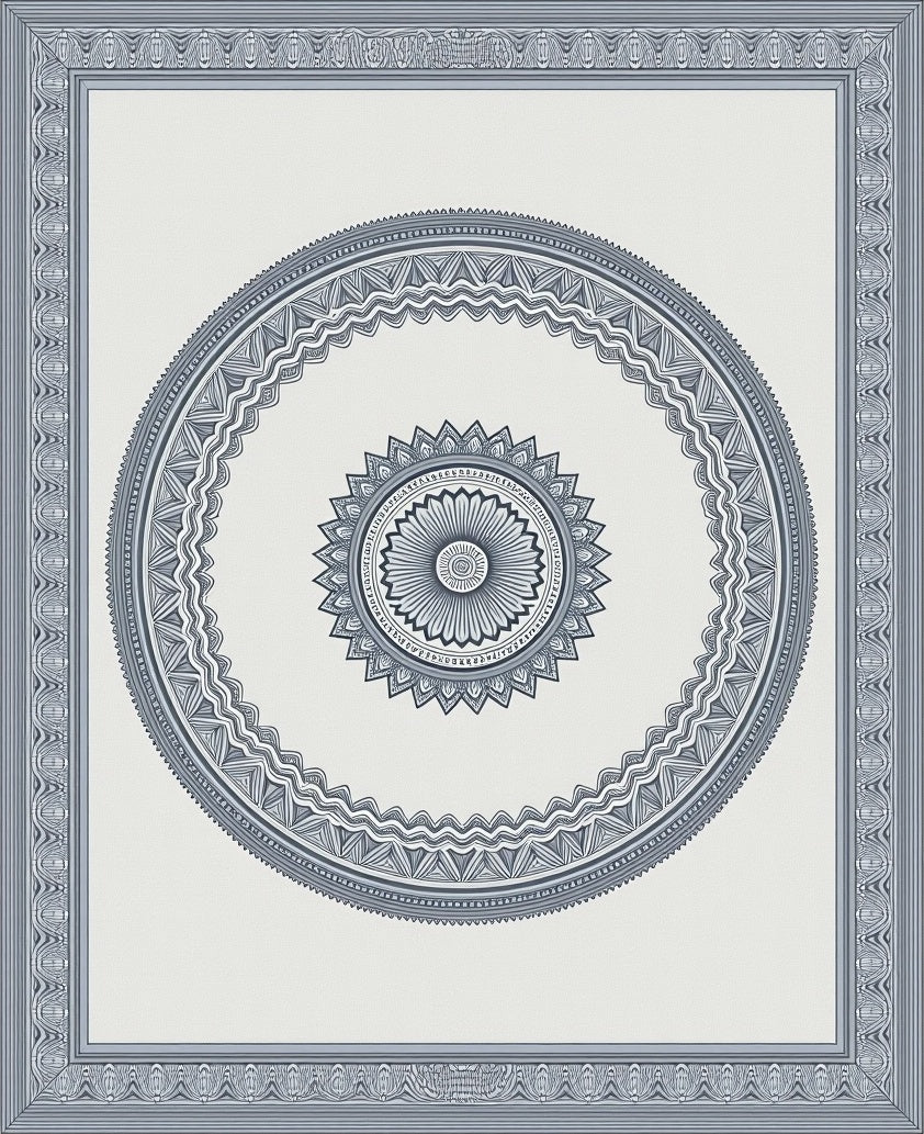 Classic Blue Medallion Mandala Frame Rug