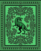 Luminous Green Dinosaur Garden Border Rug