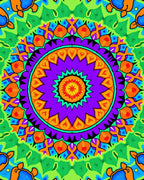 Vibrant Purple Orange Green Mandala Rug