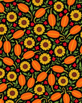 Harvest Pumpkins Sunflowers Red Flowers Rug