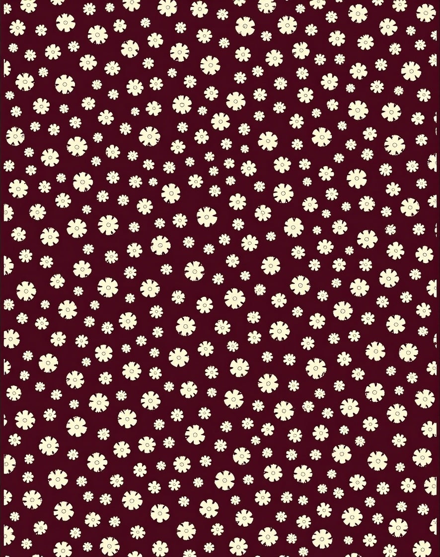Burgundy Floral Scatter Rug