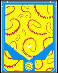 Vibrant Yellow Softball Stitch Area Rug