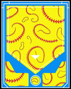 Vibrant Yellow Softball Stitch Area Rug