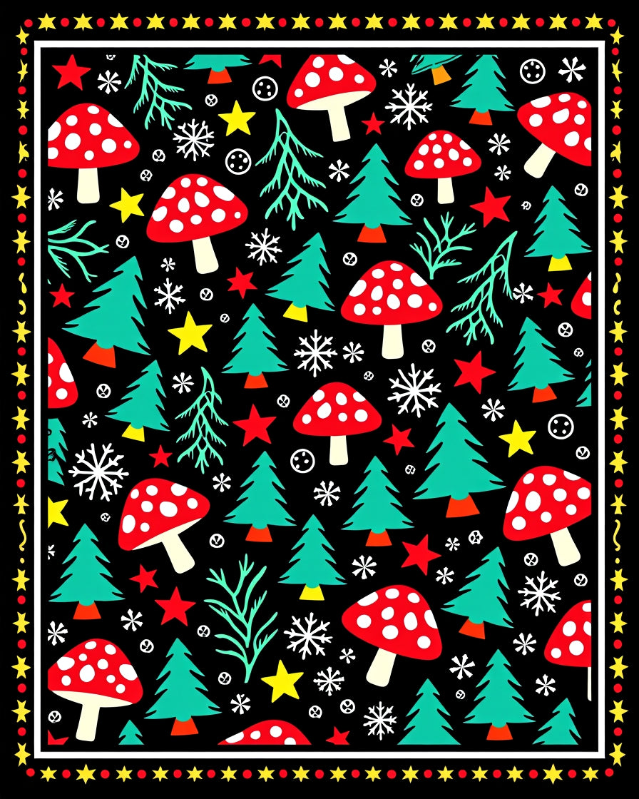 Red White Fly Agaric Christmas Tree Rug