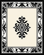 Classic Black and Cream Floral Centerpiece Rug