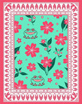 Whimsical Frog and Flower Field Rug