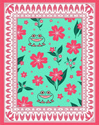 Whimsical Frog and Flower Field Rug