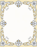 Ornate Yellow and Gray Flourish Border Rug