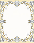 Ornate Yellow and Gray Flourish Border Rug