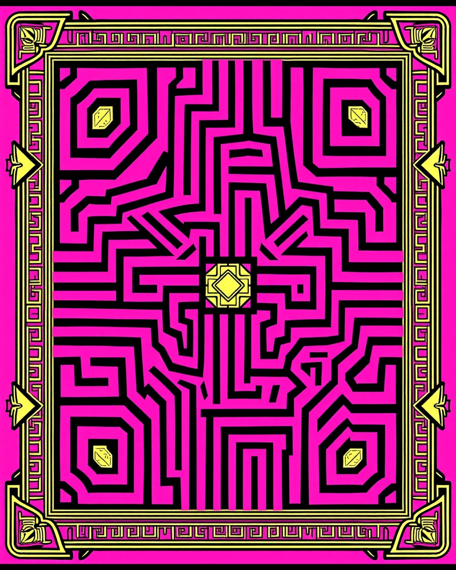 Vivid Pink Maze Geometric Diamond Rug