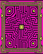 Vivid Pink Maze Geometric Diamond Rug