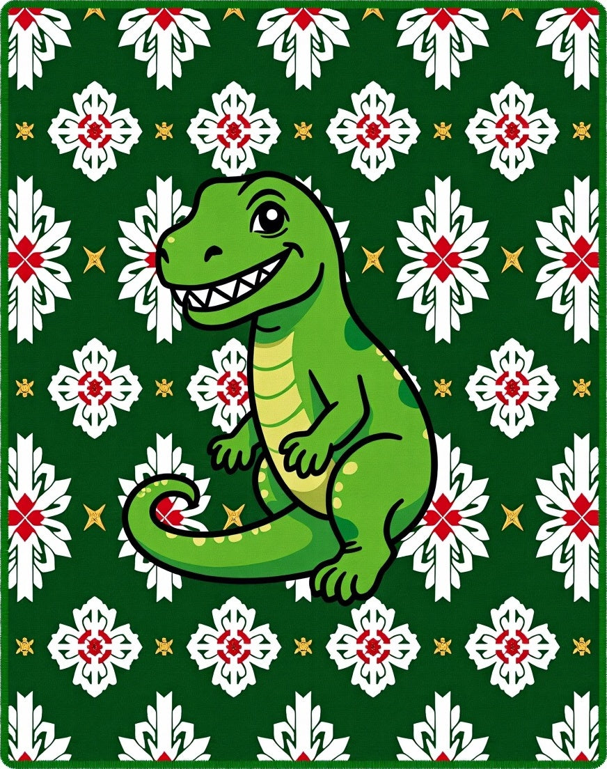 Green Dino Floral Medallion Rug