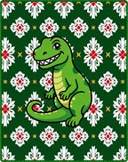 Green Dino Floral Medallion Rug