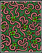 Whimsical Candy Cane Holly Swirl Rug