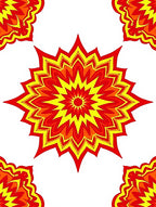 Fiery Red Yellow Starburst Mandala Rug