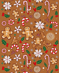 Holiday Gingerbread Candy Cane Snowflakes Rug