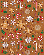 Holiday Gingerbread Candy Cane Snowflakes Rug
